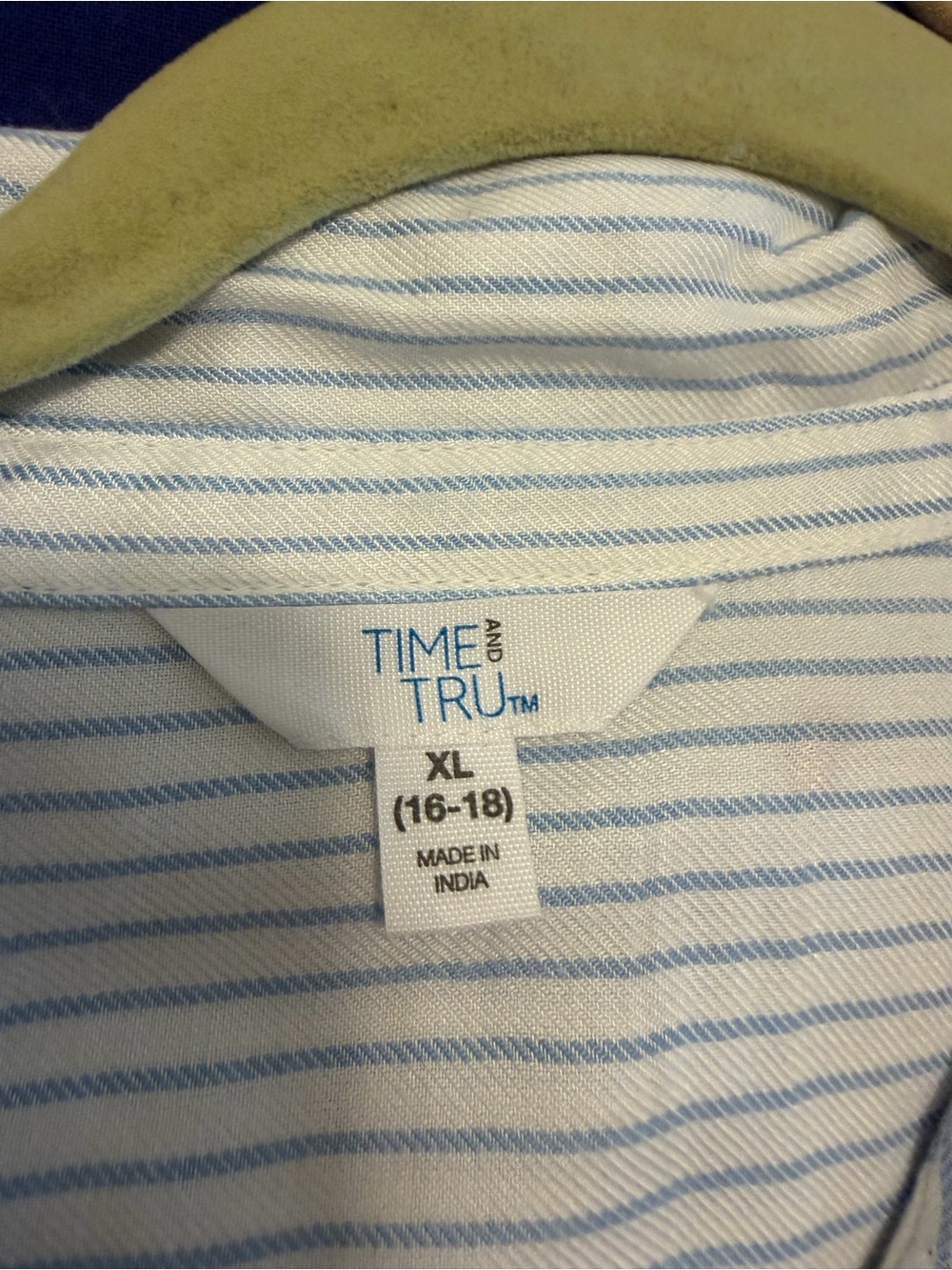 Time and Tru Blue and White Striped Shirt Dress with Red Heart Embroidery - Picture 3 of 3